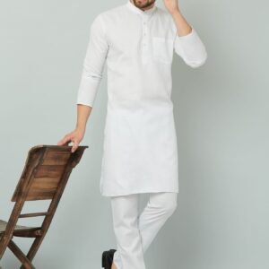 White kurta set for men with a classy look.